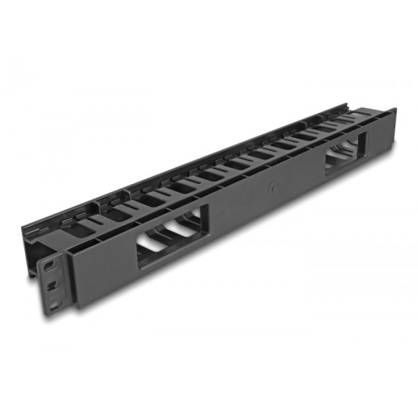 DELOCK cable management 67021 για rack 19"/1U, 2 ανοίγματα, πλαστικό, μαύρο - Καμπίνες - Rack