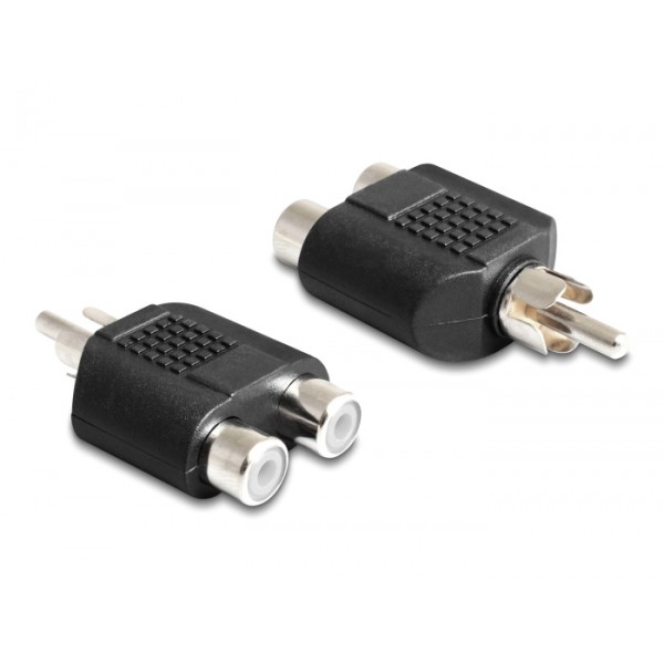 DELOCK αντάπτορας από 2x RCA θηλυκό σε 1x RCA αρσενικό 84499, μαύρος - DeLock