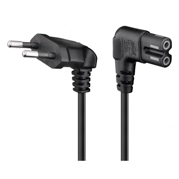 GOOBAY καλώδιο τροφοδοσίας Euro 97350, γωνιακό, 2x0.75 mm², 2m, μαύρο - Τροφοδοσία