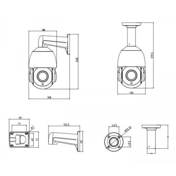 LONGSE IP κάμερα PT4A118XIGL500, 5.35-96.3mm, 5MP, PTZ, IP66, PoE
