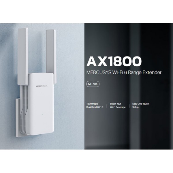 MERCUSYS range extender ME70X, Wi-Fi 6, 1800Mbps AX1800, Ver. 1.0 - MERCUSYS