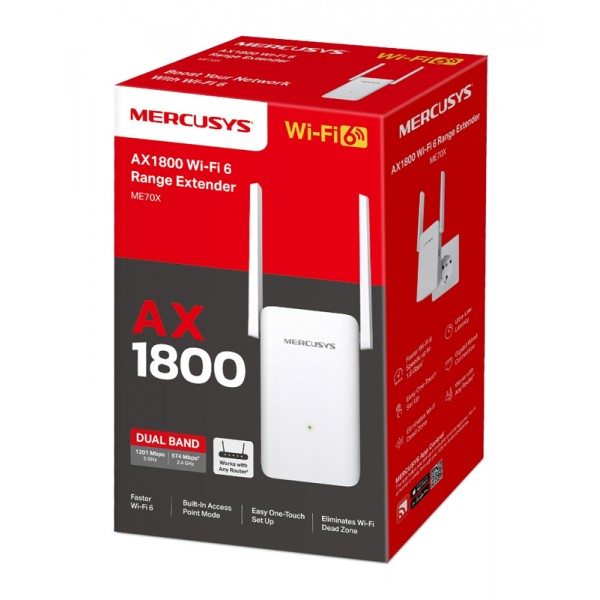 MERCUSYS range extender ME70X, Wi-Fi 6, 1800Mbps AX1800, Ver. 1.0