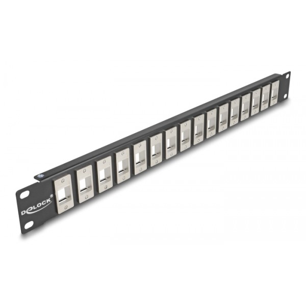 DELOCK Keystone patch panel 66758, 19"/1U, 16x ports, μαύρο - Καμπίνες - Rack