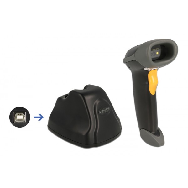DELOCK barcode scanner 90550, 1D & 2D, ασύρματο, με βάση φόρτισης, μαύρο - POS-Barcode Scanners