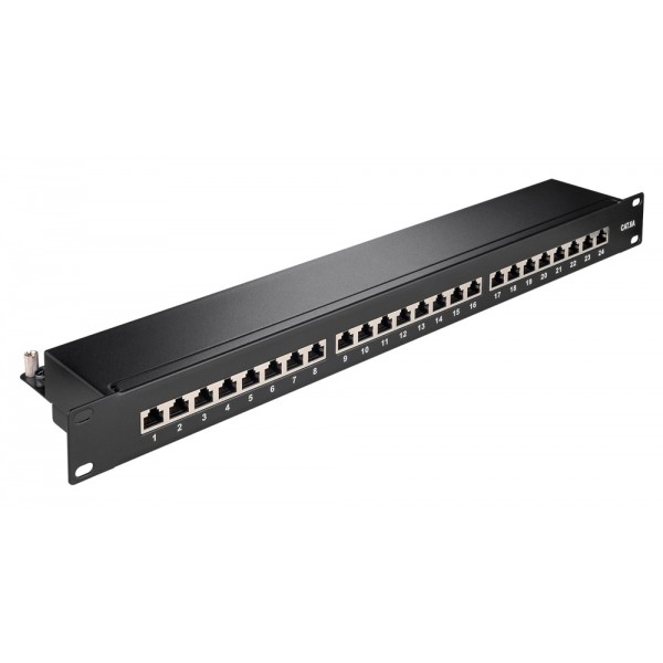 GOOBAY patch panel 90854, 19"/1U, 24x ports, CAT 6a STP, μαύρo - Καμπίνες - Rack