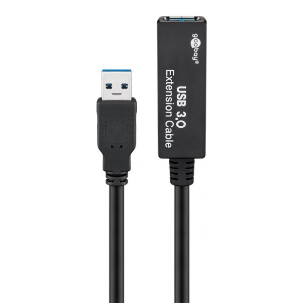 GOOBAY καλώδιο προέκτασης USB 3.0 95727, active, 5Gbps, 5m, μαύρο - GOOBAY
