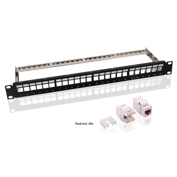 GOOBAY Keystone patch panel 95336 με 24 modules, 19"/1U, 24 ports, μαύρo - Καμπίνες - Rack