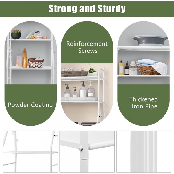 Ραφιέρα μπάνιου HUH-0134 με 3 ράφια, μεταλλική, 48x25x153cm, λευκή
