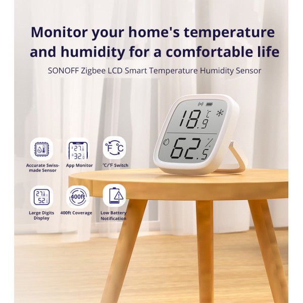 SONOFF smart θερμόμετρο & υγρασιόμετρο SNZB-02D, LCD, ZigBee