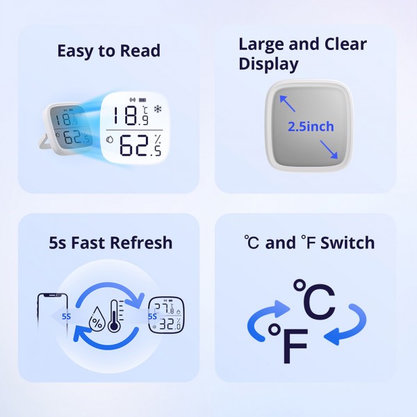 SONOFF smart θερμόμετρο & υγρασιόμετρο SNZB-02D, LCD, ZigBee
