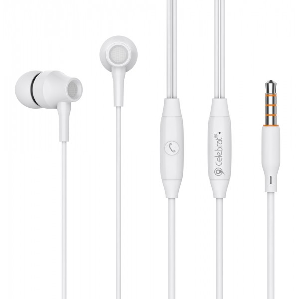 CELEBRAT earphones με μικρόφωνο G25, 3.5mm σύνδεση, Φ10mm, 1.2m, λευκά - CELEBRAT