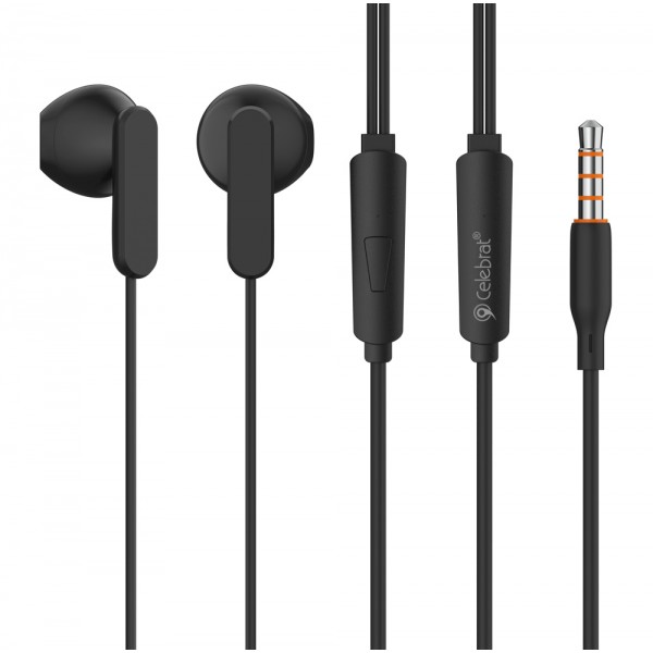 CELEBRAT earphones με μικρόφωνο G23, 3.5mm σύνδεση, Φ14mm, 1.2m, μαύρα - CELEBRAT
