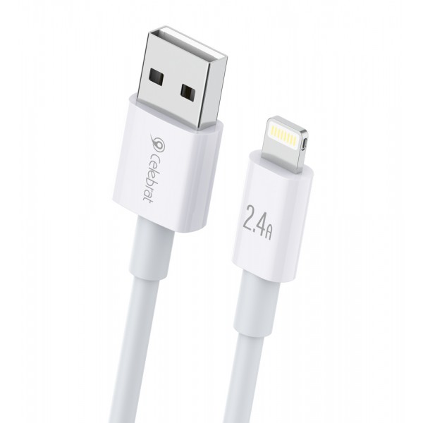 CELEBRAT καλώδιο Lightning σε USB CB-24L, 2.4A, 1.2m, λευκό - CELEBRAT