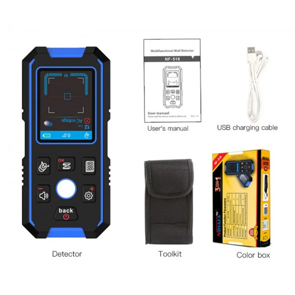 NOYAFA ψηφιακός αναλυτής τοίχου NF-518, ανιχνεύει μέταλλο/ξύλο/καλώδια