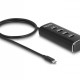DELOCK USB hub 64233 με διακόπτες, 4 θυρών, 10Gbps, USB-C σύνδεση, μαύρο