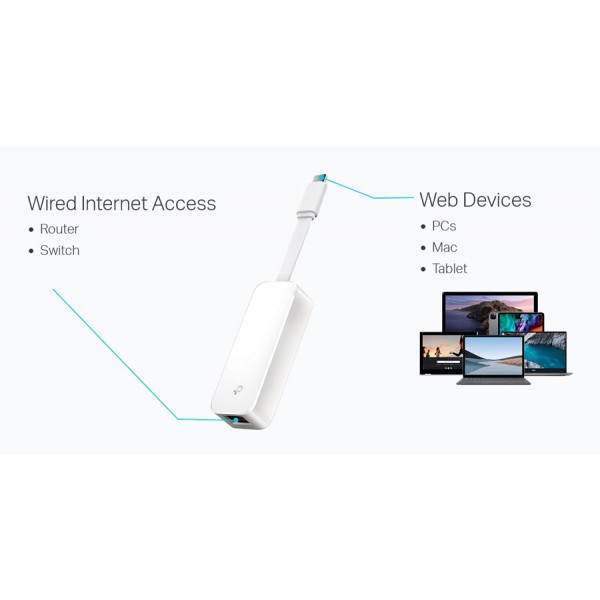 TP-LINK αντάπτορας δικτύου UE300C, USB-C, 1000Mbps Ethernet, Ver. 2.0 - tp-link