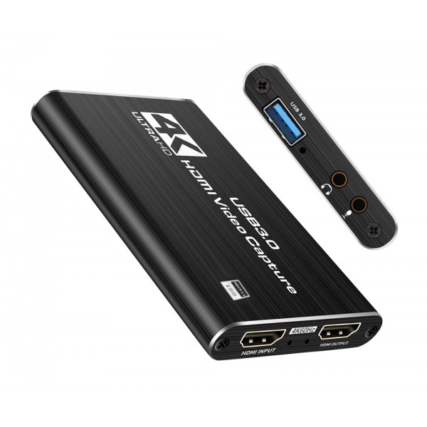 POWERTECH HDMI video capture CAB-H164, USB 3.0, 4K/60Hz, μαύρο - Εικόνα