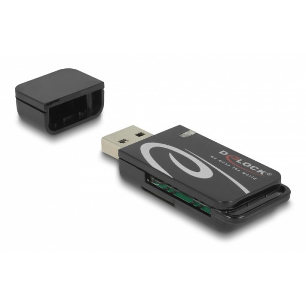 DELOCK card reader 91602 για SD & micro SD, USB, 480Mbps, μαύρο - USB Hubs - Card Readers