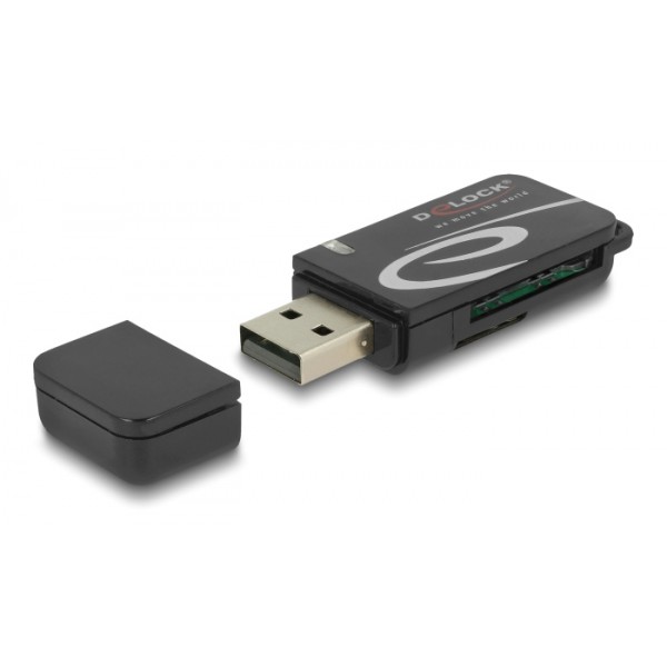 DELOCK card reader 91602 για SD & micro SD, USB, 480Mbps, μαύρο - USB Hubs - Card Readers