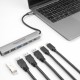 DELOCK USB hub 64232, 6x θυρών, 10Gbps, USB-C σύνδεση, γκρι