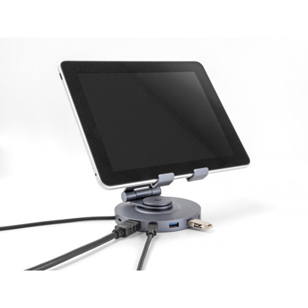 DELOCK docking station 88017 με βάση tablet, 8 θυρών, 60W PD, 4K, γκρι - USB Hubs - Card Readers