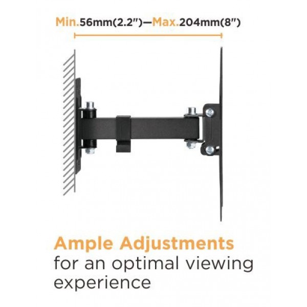 POWERTECH επιτοίχια βάση τηλεόρασης PT-1128, 23-43", έως 30kg, full motion