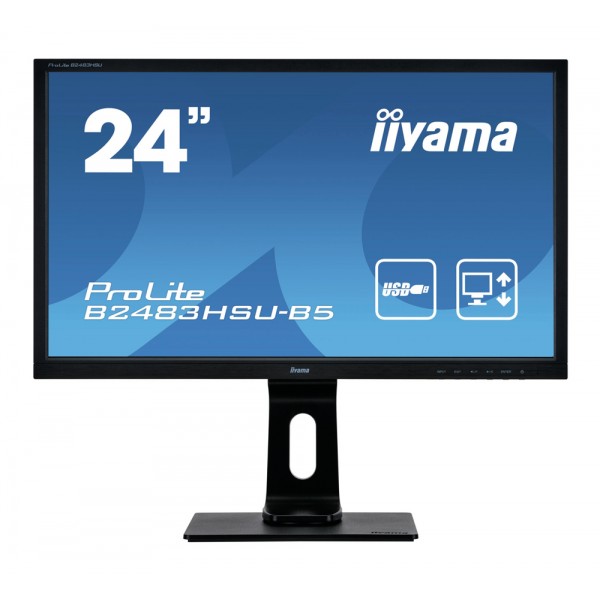 IIYAMA used Οθόνη B2483HSU LED, 24" 1920x1080, VGA/DVI/DisplayPort, GB - Used Οθόνες PC