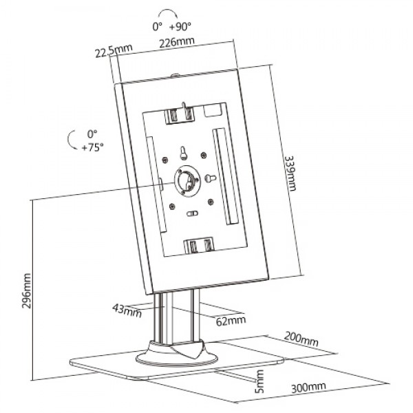 BRATECK επιτραπέζια βάση tablet PAD34-03, αντικλεπτική, 9.7-11", λευκή