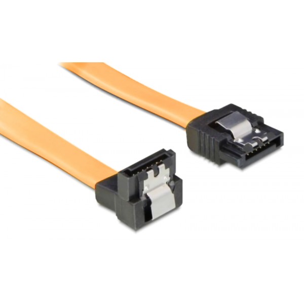 POWERTECH Καλώδιο SATA III 7pin σε 7pin 90° CAB-W026, Metal Clip, 0.35m - Εσωτερικά PC