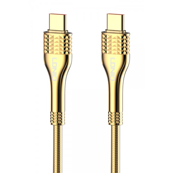 LDNIO καλώδιο USB-C σε USB-C LC651C, 65W, 1m, χρυσό - LDNIO