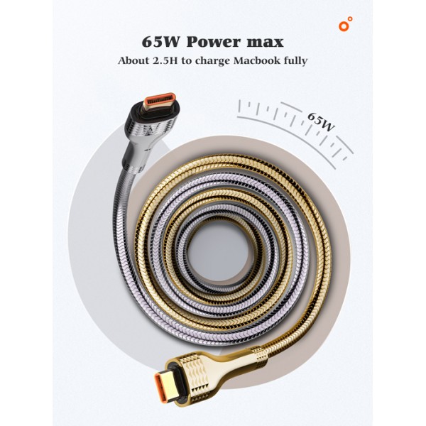 LDNIO καλώδιο USB-C σε USB-C LC651C, 65W, 1m, γκρι - LDNIO