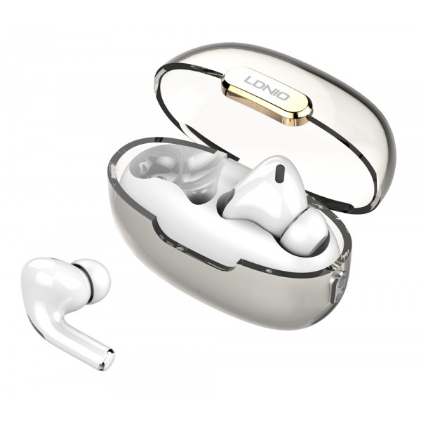 LDNIO earphones με θήκη φόρτισης T02, True Wireless, HiFi, λευκά