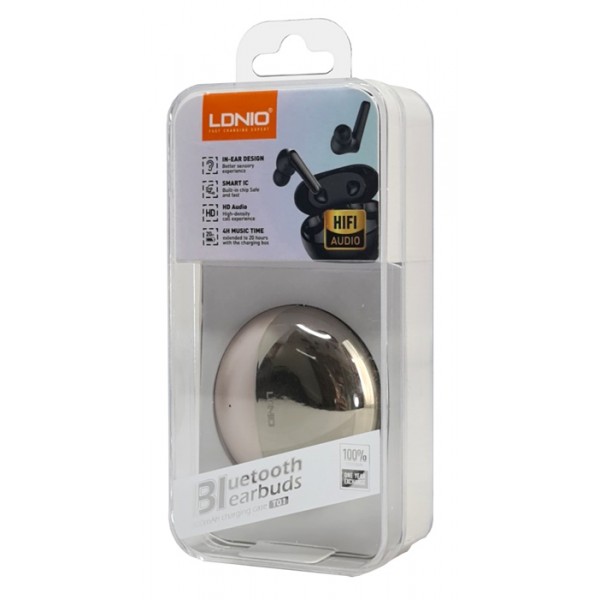 LDNIO earphones με θήκη φόρτισης T01, True Wireless, HiFi, Φ10mm, χρυσά