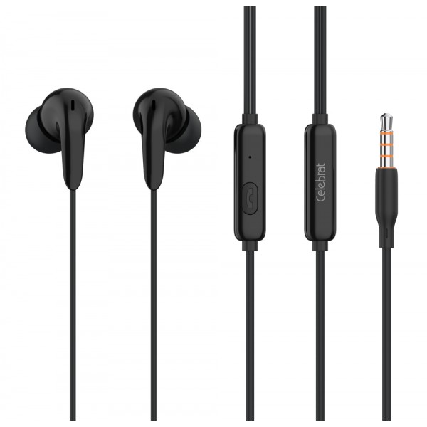 CELEBRAT earphones με μικρόφωνο G26, 3.5mm, 1.2m, μαύρα - Ακουστικά - Bluetooth