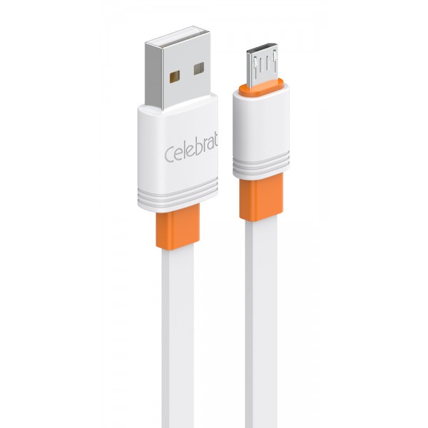 CELEBRAT καλώδιο micro USB σε USB CB-33M, flat, 2.1A, 1m, λευκό - USB