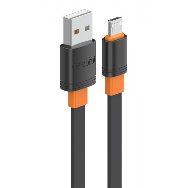 CELEBRAT καλώδιο micro USB σε USB CB-33M, flat, 2.1A, 1m, μαύρο - USB