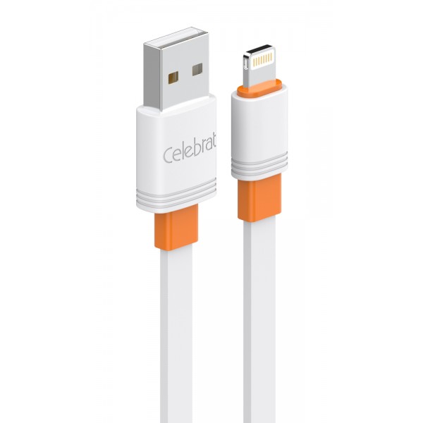 CELEBRAT καλώδιο Lightning σε USB CB-33L, flat, 2.4A, 1m, λευκό - USB