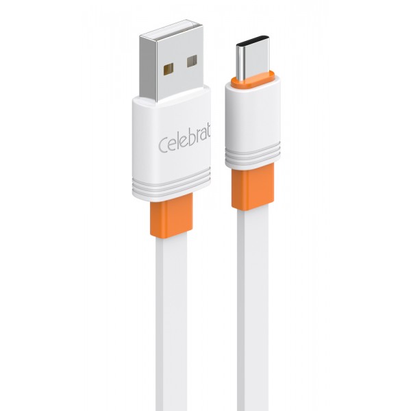 CELEBRAT καλώδιο USB-C σε USB CB-33C, flat, 3A, 1m, λευκό - CELEBRAT