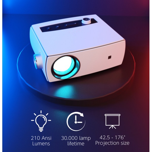 POWERTECH LED βιντεοπροβολέας PT-1158, Full HD, λευκός - Powertech