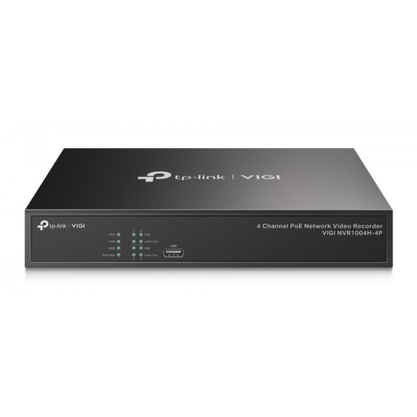 TP-LINK NVR καταγραφικό VIGI NVR1004H-4P, 8MP, 4 κανάλια PoE, Ver. 1.0 - Καταγραφικά Συστήματα