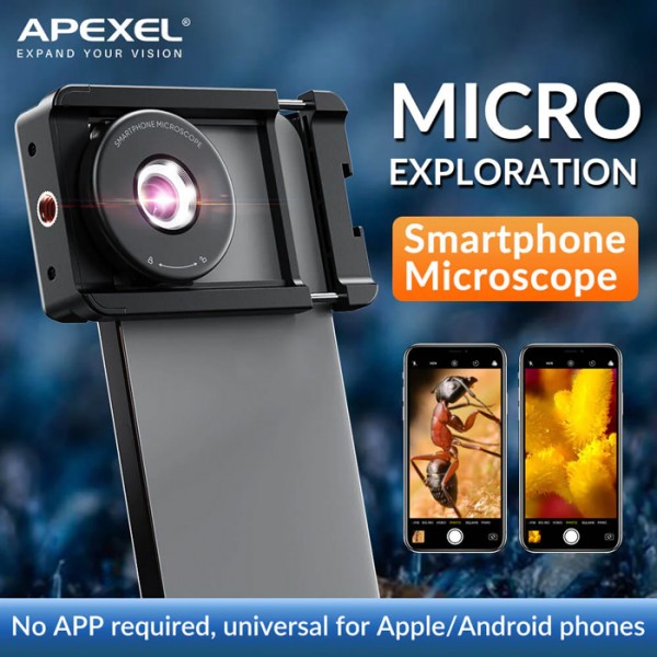 APEXEL φακός μικροσκόπιο APL-MS009 για smartphone κάμερα, 100x zoom, LED - APEXEL
