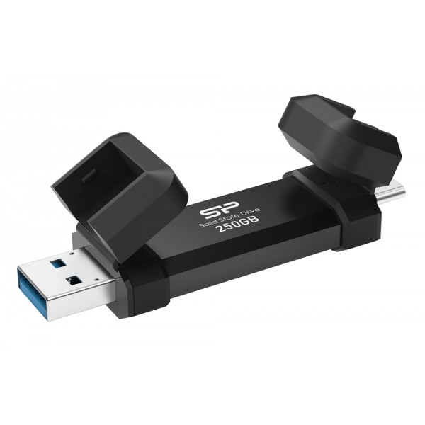 SILICON POWER USB Flash Drive DS72, USB/USB-C, 250GB 1050/850MBps, μαύρο - Silicon Power