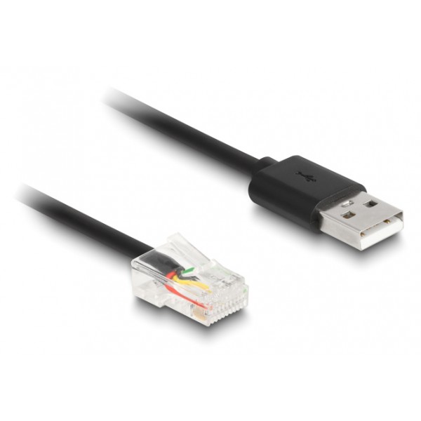 DELOCK καλώδιο USB σε RJ50 90602 για barcode scanner, spiral, 2m, μαύρο - Νέα & Ref PC