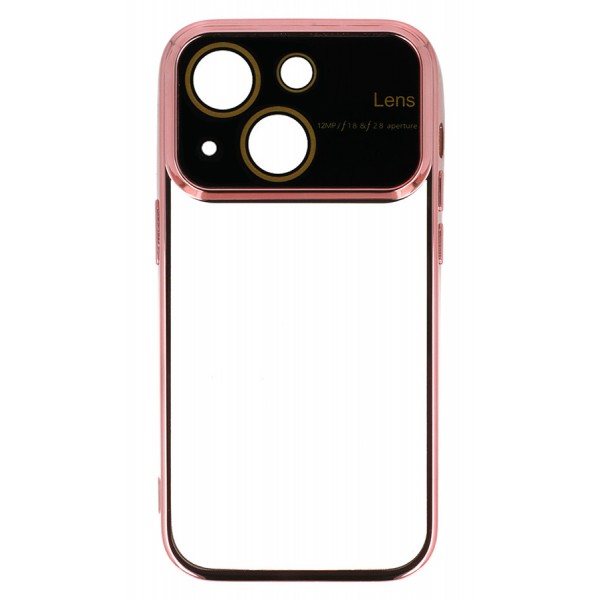 POWERTECH θήκη Electro Lens MOB-1945 για iPhone 15, διάφανη-ροζ χρυσό - Powertech