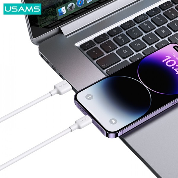 USAMS καλώδιο Lightning σε USB US-SJ604, 2.4A, 1m, λευκό