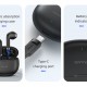 USAMS earphones με θήκη φόρτισης US-YO17, True Wireless, Φ13mm, μαύρα
