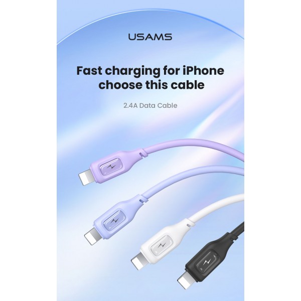 USAMS καλώδιο Lightning σε USB US-SJ618, 2.4A, 1m, λευκό