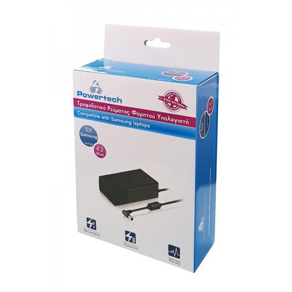 POWERTECH τροφοδοτικό για Samsung laptop PT-135, 42W, 14V/3A, λευκό - Περιφερειακά