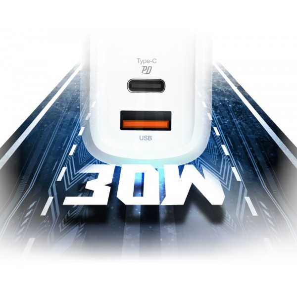 SILICON POWER φορτιστής τοίχου QM25, USB & USB-C, 30W PD, λευκός - Φορτιστές Κινητών