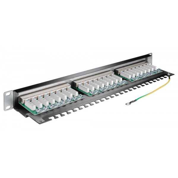 GOOBAY patch panel 93048 19"/1U, 24x ports, CAT 6 STP, μαύρo - Καμπίνες - Rack